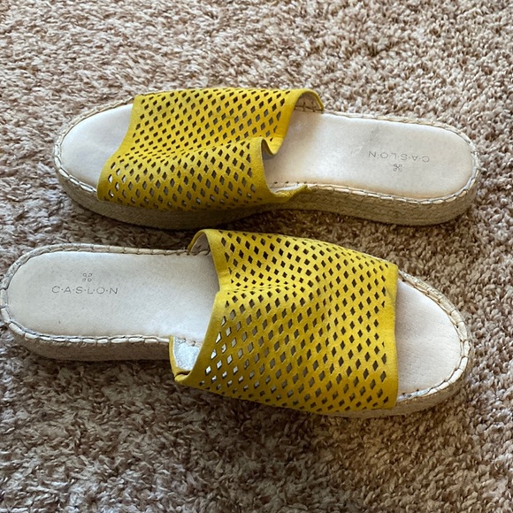 Caslon cammy platform slide sandal mustard suede - Picture 2 of 5